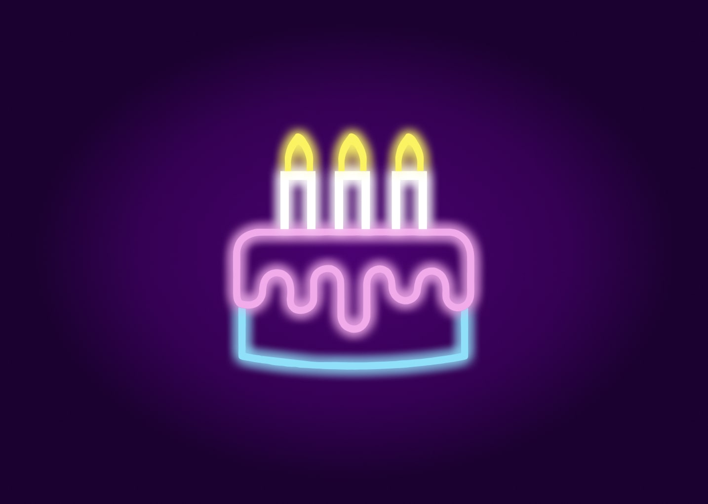 Birthday Cake & Candle Neon Signs