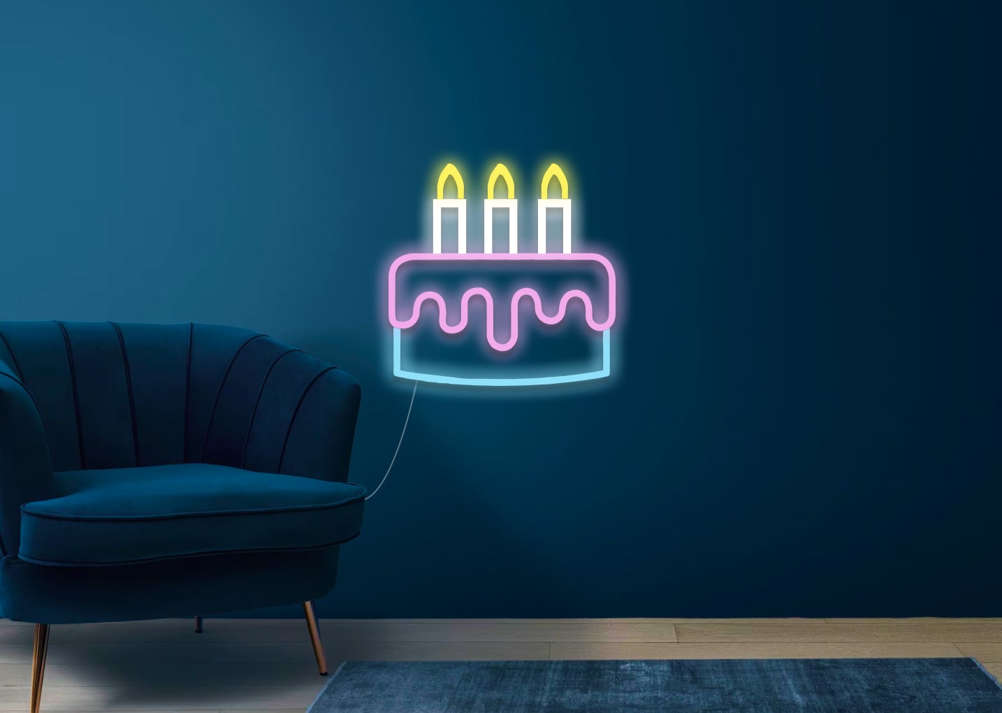 Birthday Cake & Candle Neon Signs