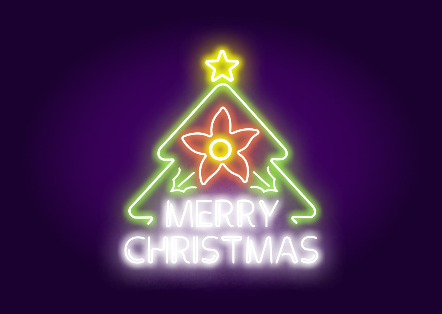 Christmas Tree with Flower Neon Signs