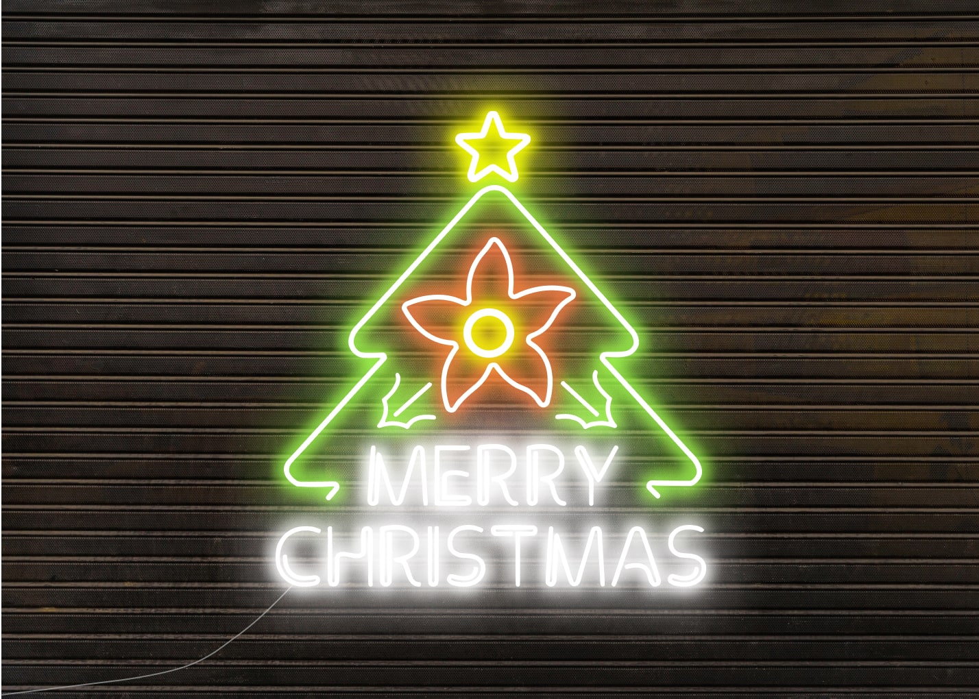 Christmas Tree with Flower Neon Signs