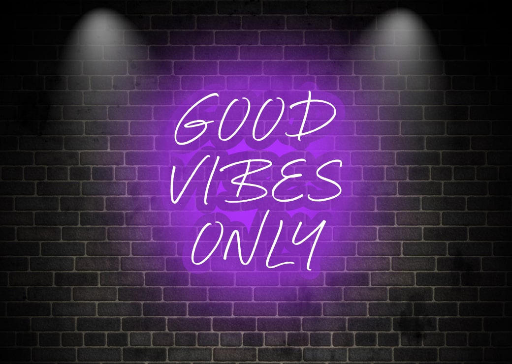 GOOD VIBES ONLY Pruple Color Living Room Neon Sign | OMG Custom Neon Signs