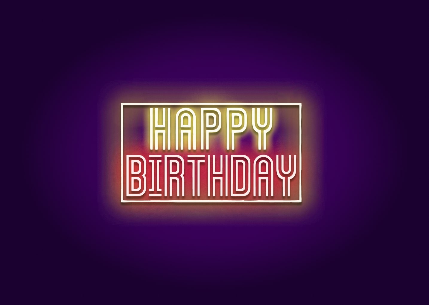 Happy Birthday - Rectangular Neon Sign