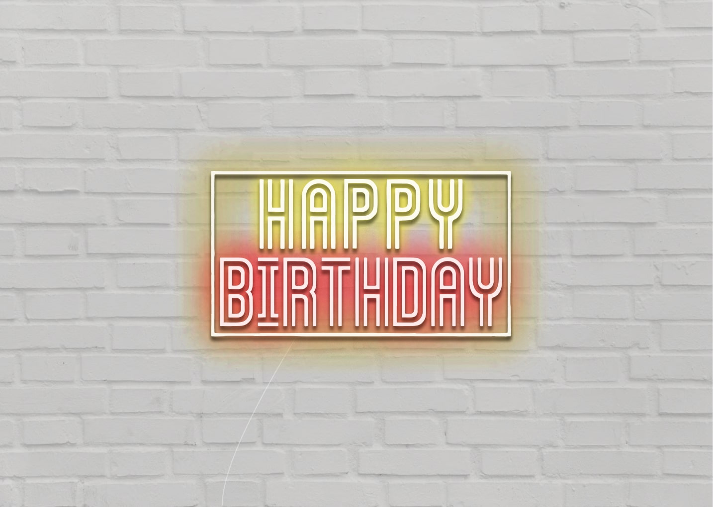 Happy Birthday - Rectangular Neon Sign