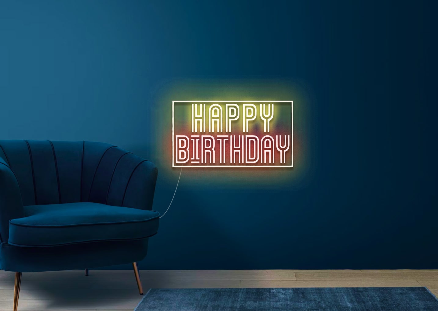 Happy Birthday - Rectangular Neon Sign