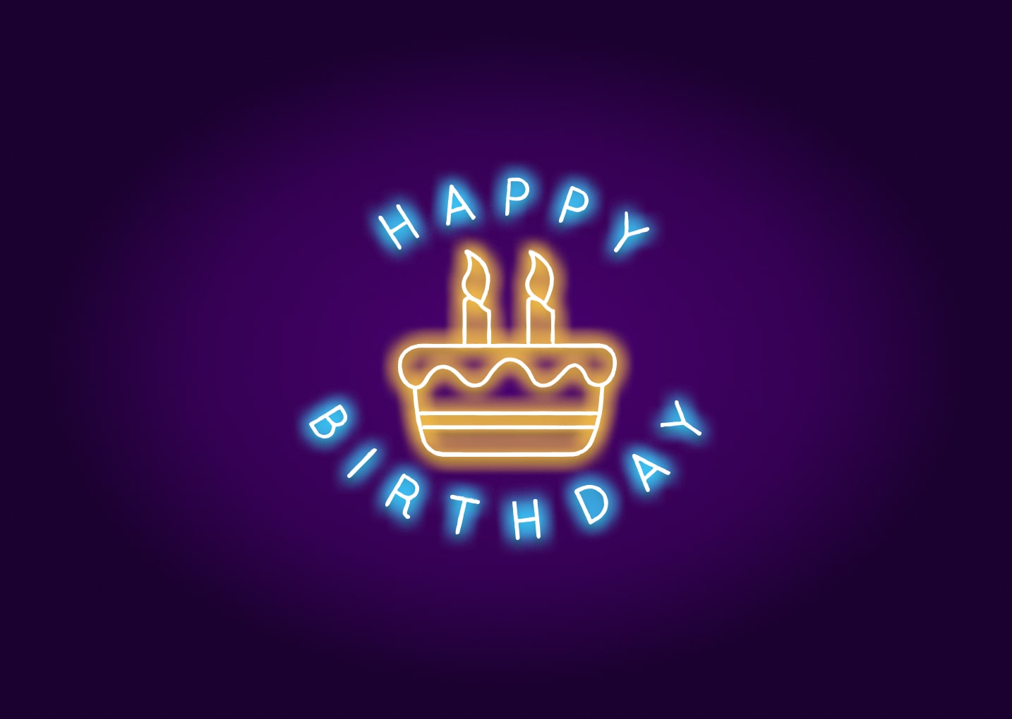 Happy Birthday Cake Neon Light Sign