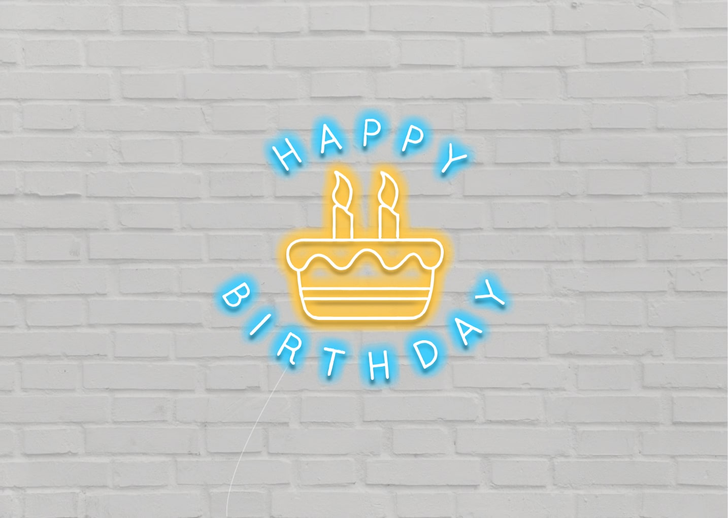 Happy Birthday Cake Neon Light Sign