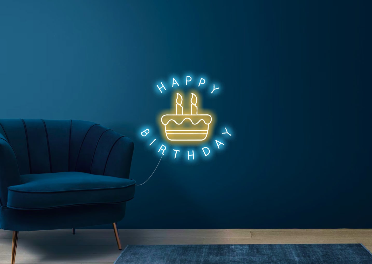 Happy Birthday Cake Neon Light Sign