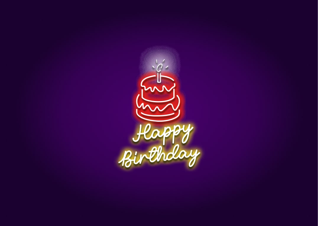Happy Birthday - Cake & Candle Neon Signs