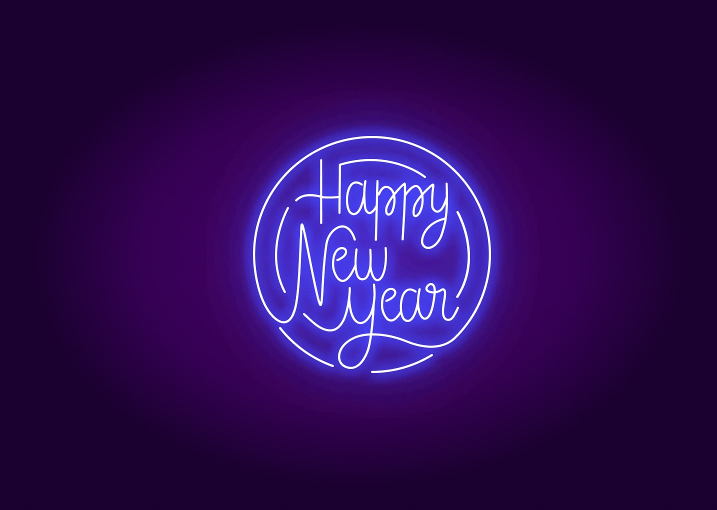 Happy New Year in Circle Neon Signs