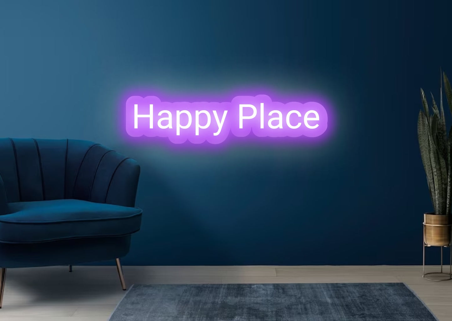 Happy Place Purple Living Room Neon Sign | OMG Neon