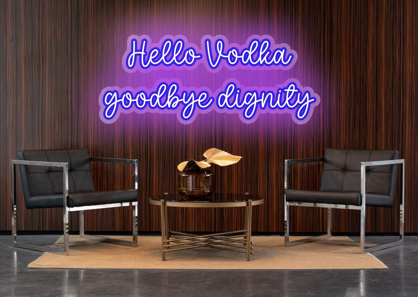 Hello Vodka Goodbye Dignity Blue Bar Neon Sign | OMG Neon Signs