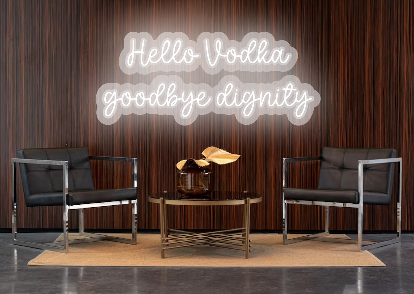 Hello Vodka Goodbye Dignity White Bar Neon Sign | OMG Neon Signs