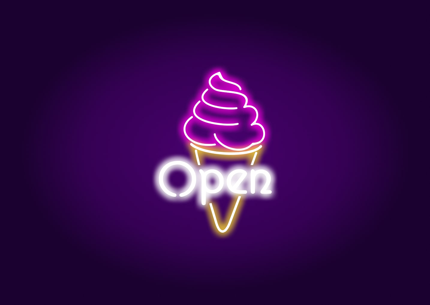 Icecream Shop Open Neon Signs