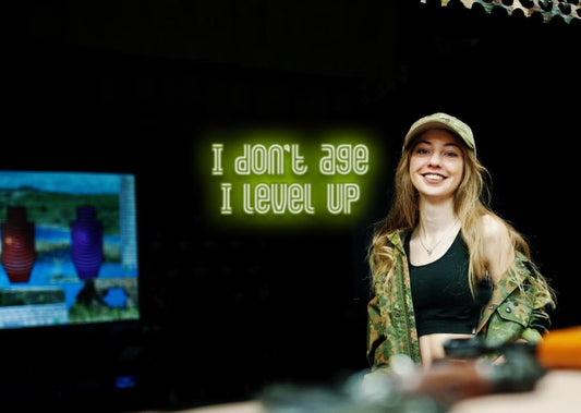 I don't age I level up - Gamer's Neon Sign
