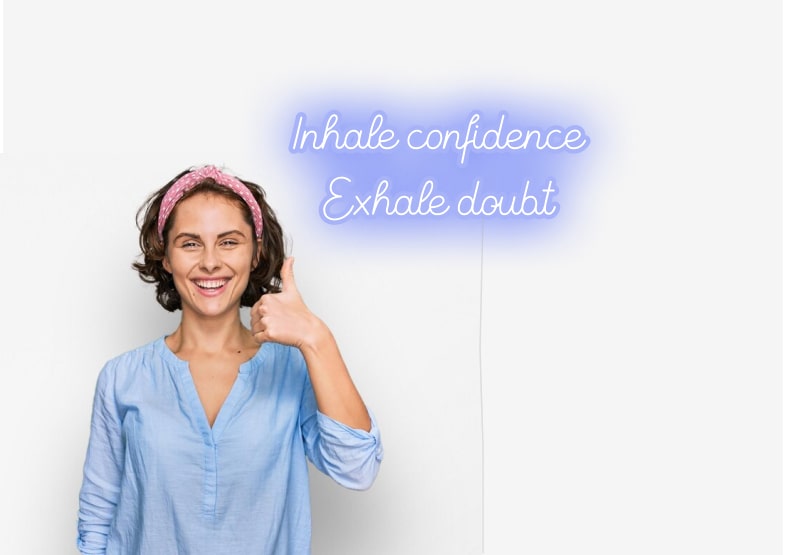 InhaleConfidenceExhaleDoubt-Blue | Self Love Signs | Inspirational Neon Signs | Motivational Neon Signs | OMGNeon.com