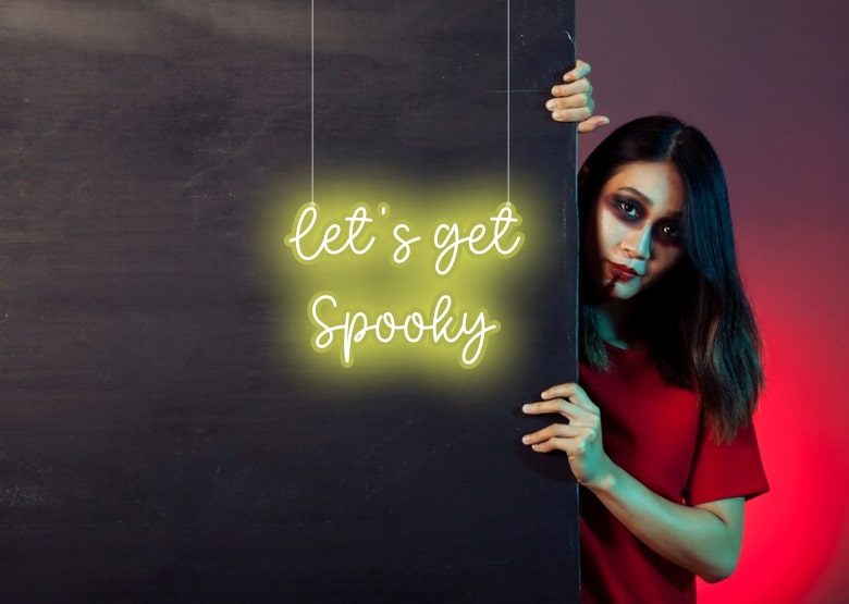 Letsgetspooky - Yellow| Yellow Halloween Neon Signs | Yellow Spooky Neon Signs | OMGNeon.com