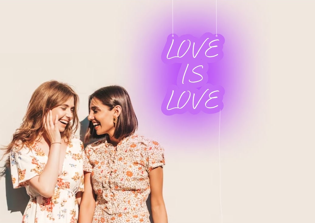 Love is Love Neon Sign Purple | Love Neon Signs | OMGNeon.com