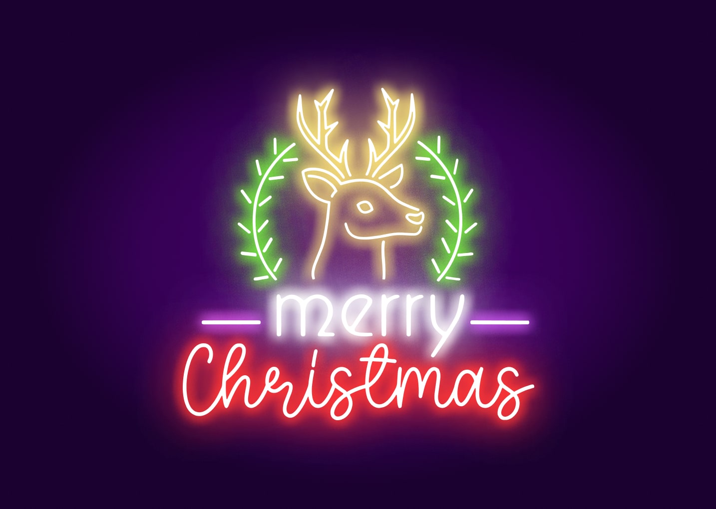 Merry Christmas Neon Signs with Deer
