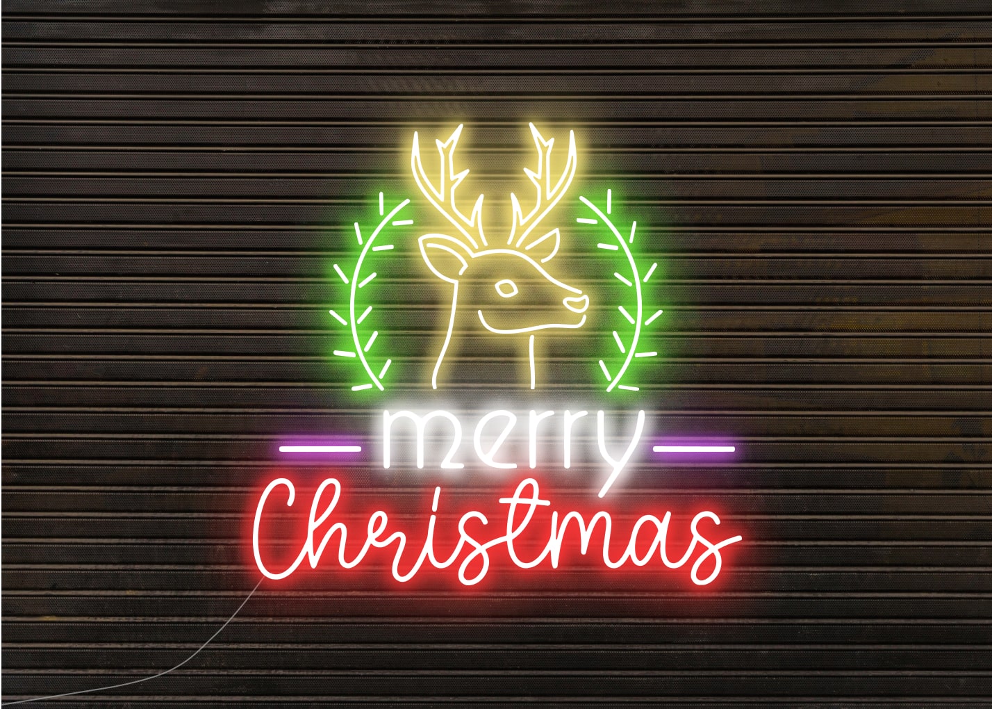 Merry Christmas Neon Signs with Deer