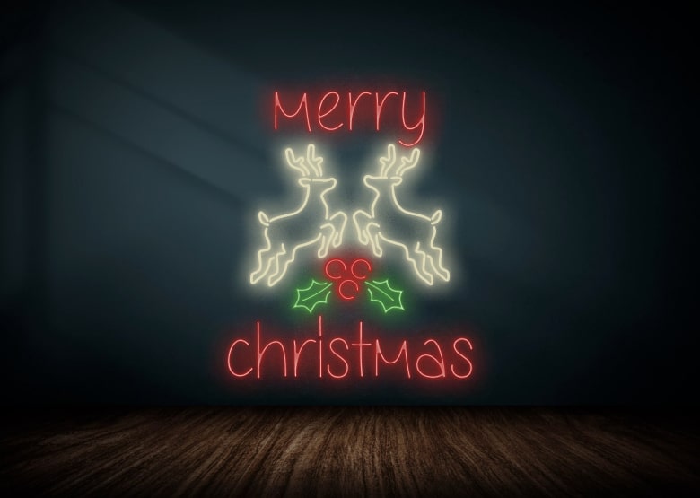 Merry Christmas Reindeer Neon Sign