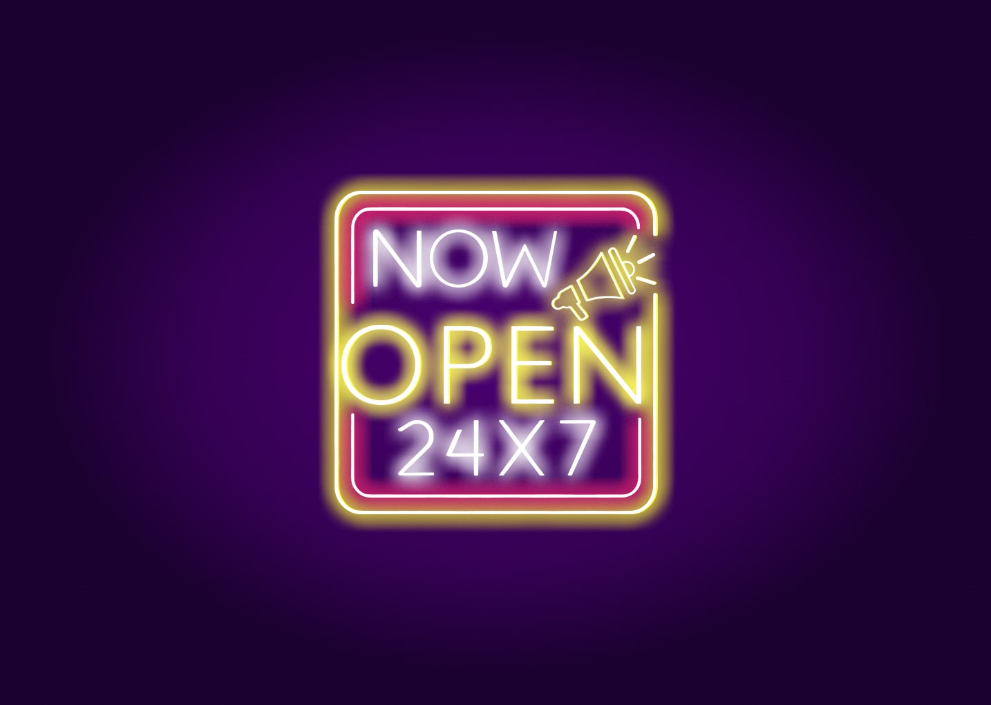 Now Open 24X7 Neon Signs