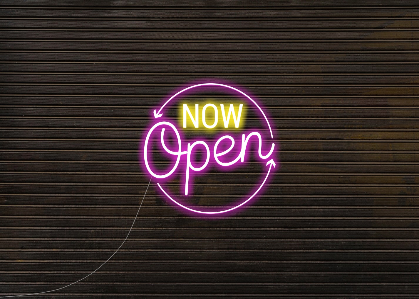 Now Open Neon Signs in Circle