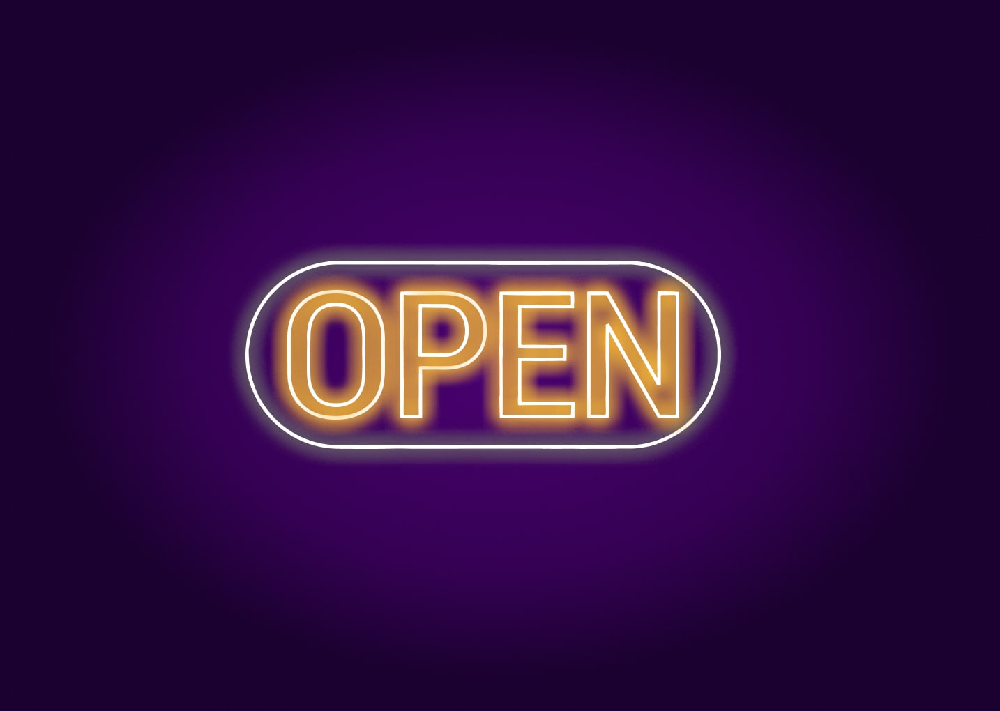 Open Neon Signs in Oval
