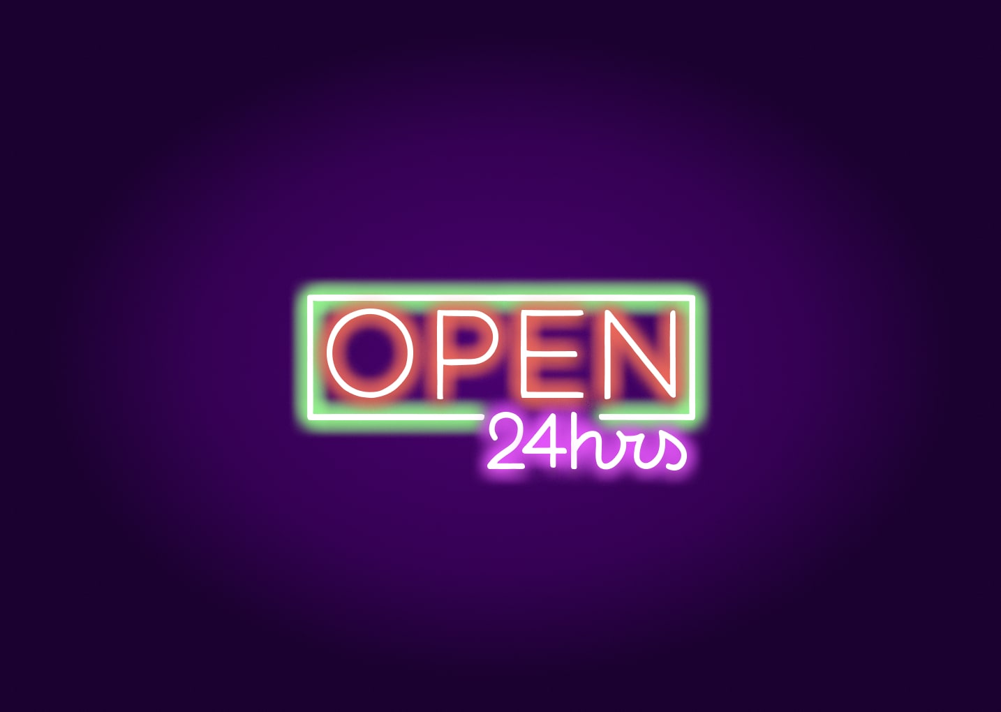 Open 24 Hrs - Neon Signs