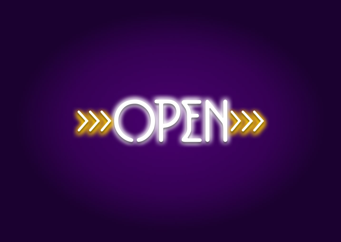 Open Neon Signs with Arrow Neon Signs