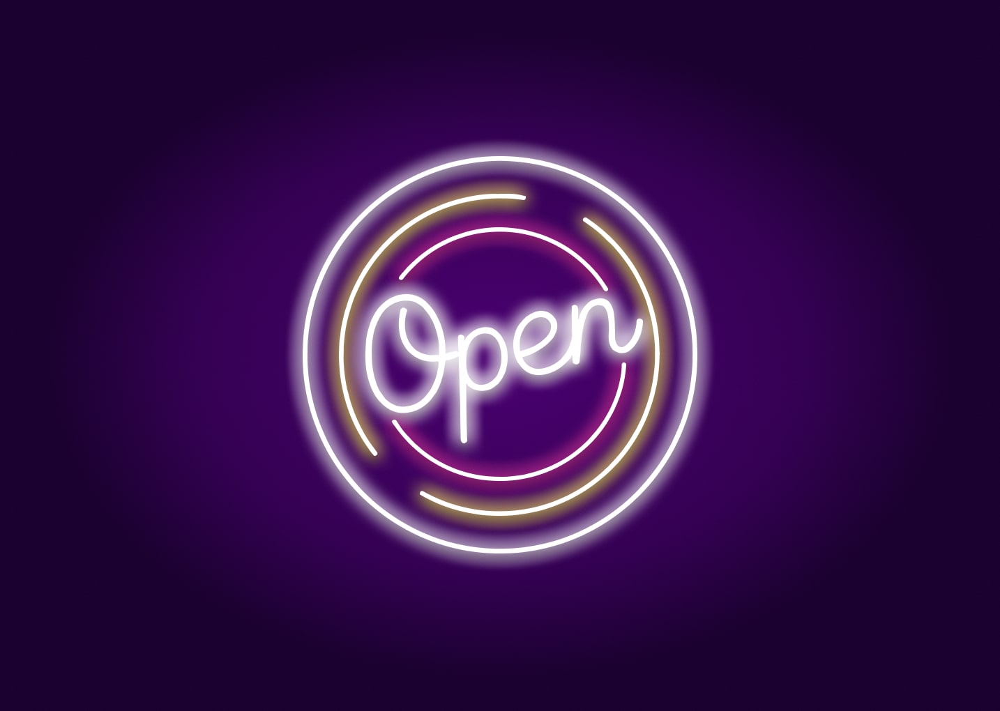 Open Neon Signs in Circle