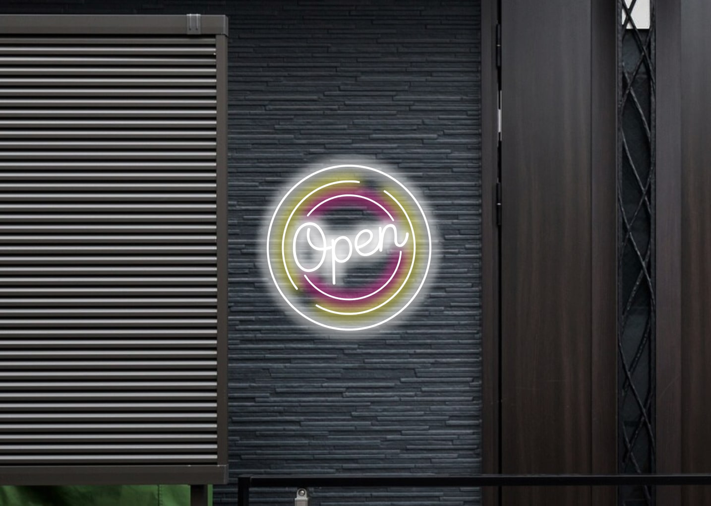 Open Neon Signs in Circle