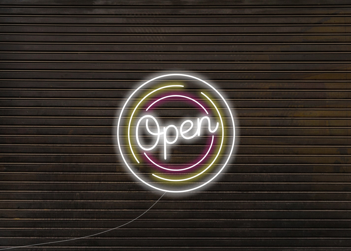 Open Neon Signs in Circle