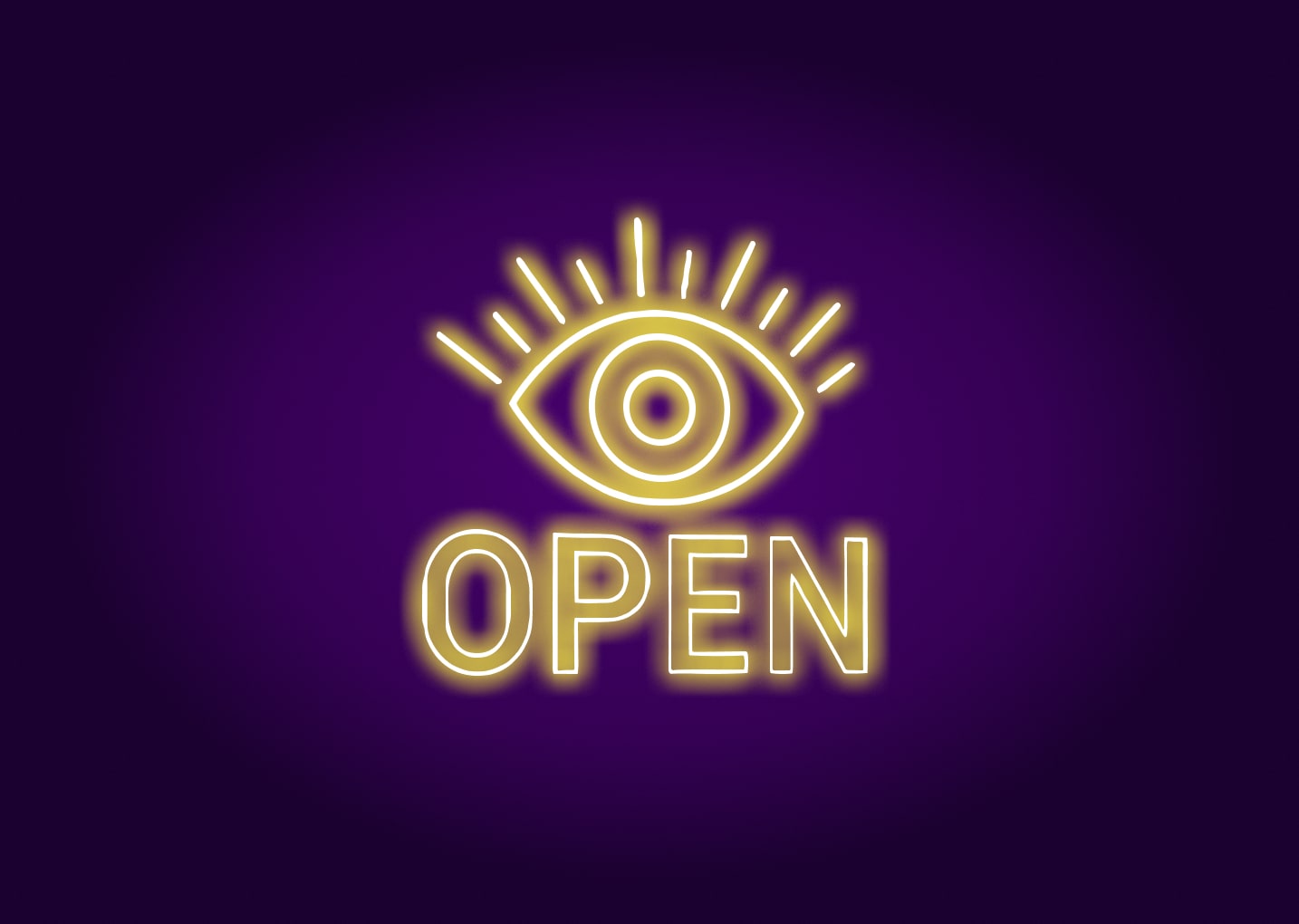 Open Neon Signs with Eye Open