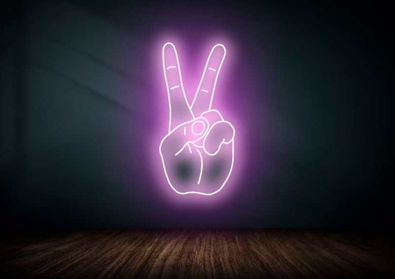 Peace Sign Neon Light | Victory Sign Neon Light | OMGNeon.com