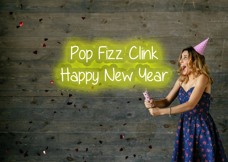 Pop Fizz Clink Yellow Color Neon Sign | New Year Neon Sign