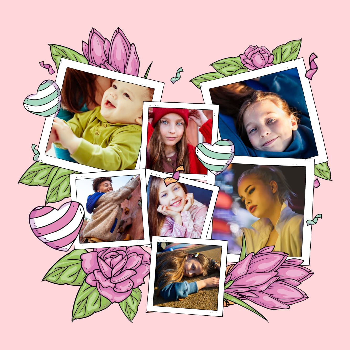 Rose & Heart Photo Collage Acrylic Print