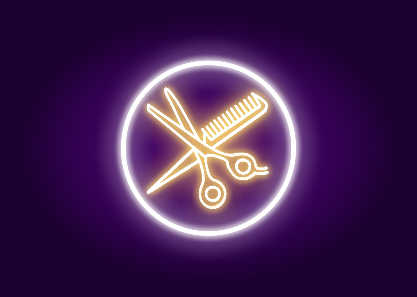 Salon Neon Signs with Comb