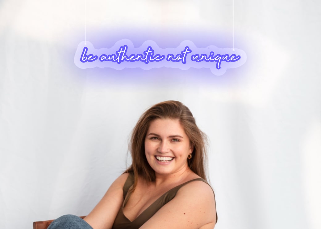 be authentic not unique Self Motivating Neon Sign Pruple Color | OMG Neon