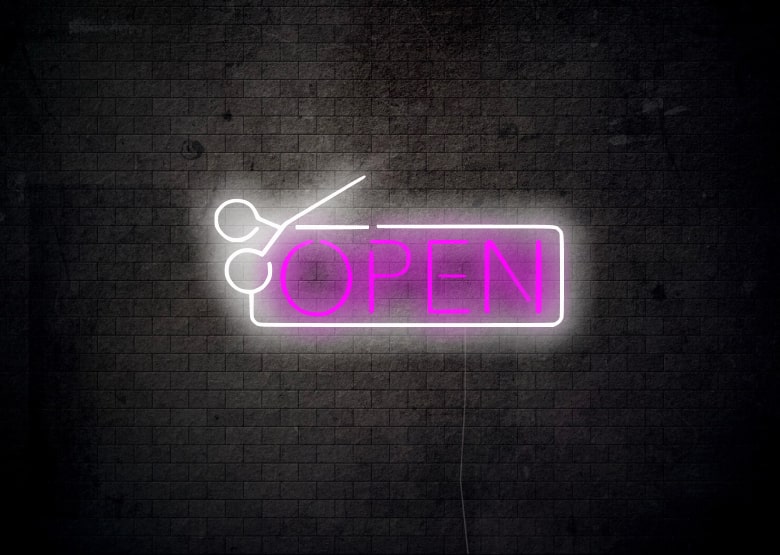 Open Neon Sign for Salon