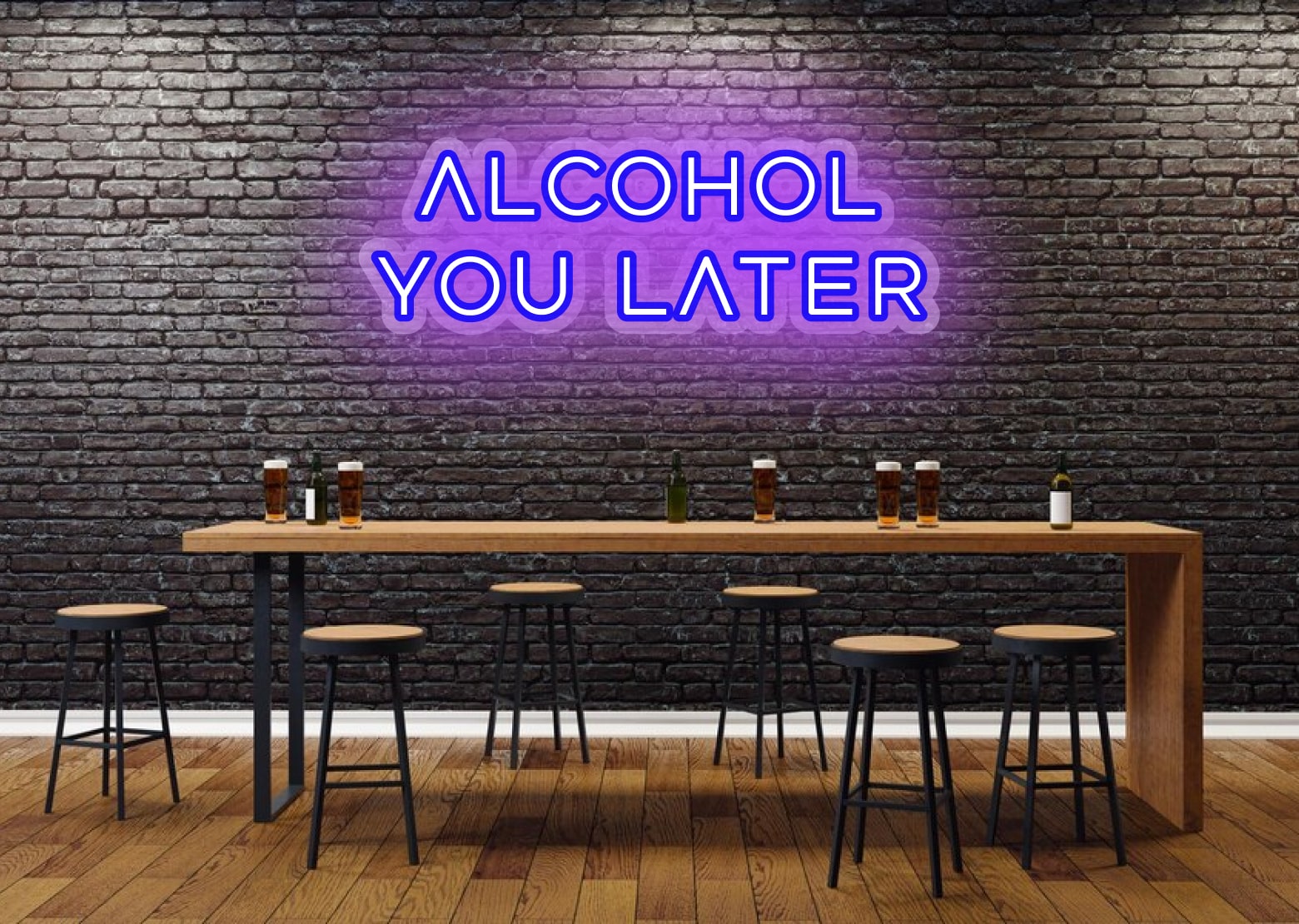 Alcohol you later Purple Bar Neon Sign Light | OMG Custom Neon Sign