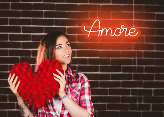 Amore Neon Sign Orange | Love Neon Signs | OMGNeon.com