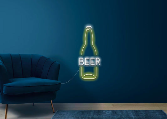 Beer Bottle Glow Neon Sign