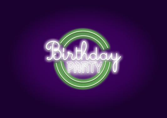 Birthday Party - Green Circle Neon Sign