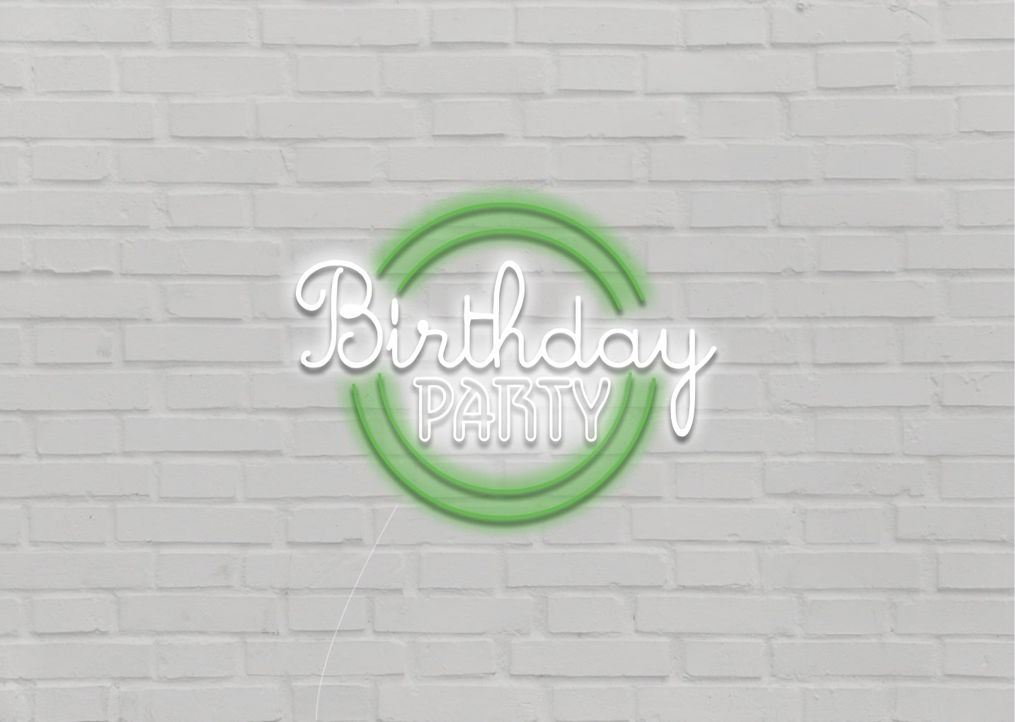 Birthday Party - Green Circle Neon Sign