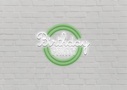 Birthday Party - Green Circle Neon Sign