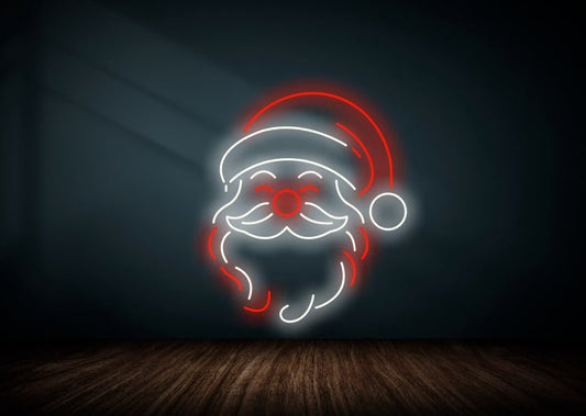 Christmas Santa Red and White Neon Sign
