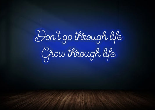 Dont go Dont go through life Motivational Neon Sign Blue | OMGNeon.com