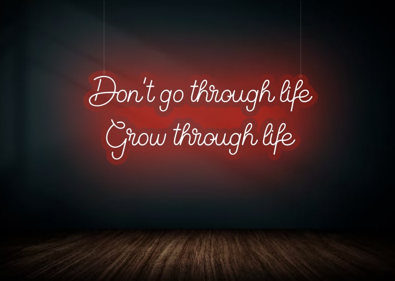 Dont go Dont go through life Motivational Neon Sign Red | OMGNeon.com