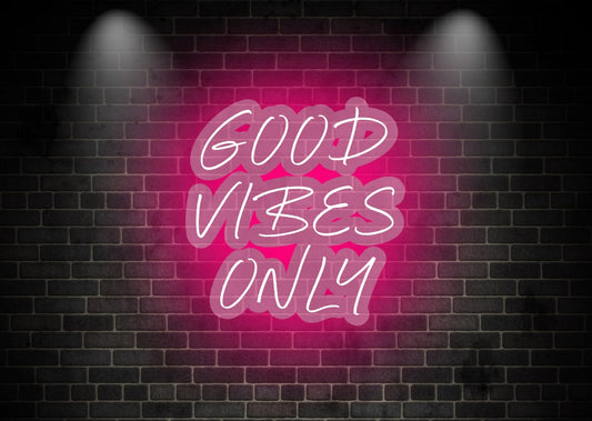 GOOD VIBES ONLY Pink Living Room Neon Sign | OMG Custom Neon Signs