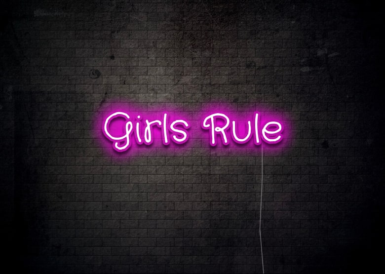 Girls Rule Pink Neon Sign